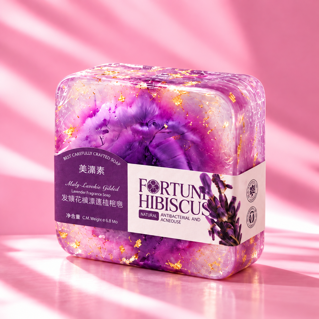 Fortune Hibiscus antibacterial and anti-mite handmade essential oil soap.
